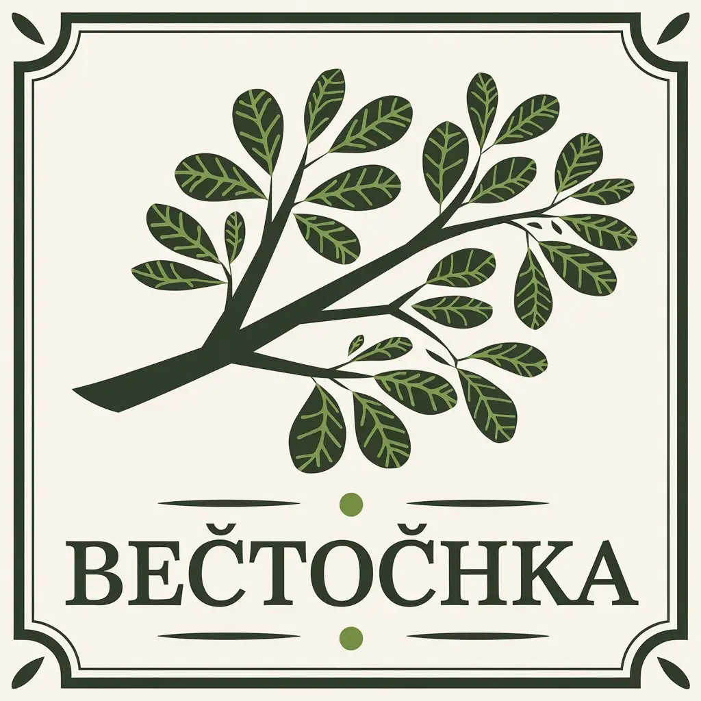 LOGO-Design-for-VETOCHKA-Green-Leafy-Branch-Symbol-for-Retail-Industry