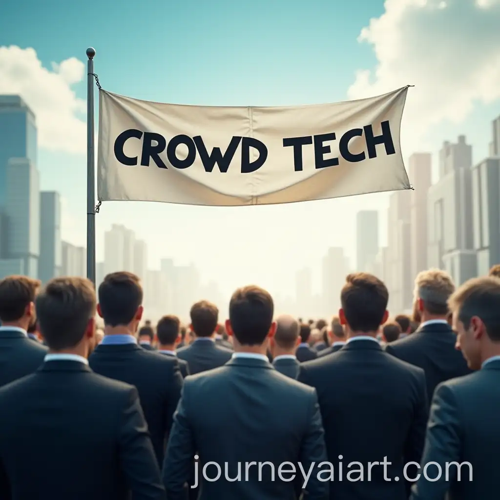 Businessmen-Looking-at-CROWD-TECH-Banner-in-the-Sky