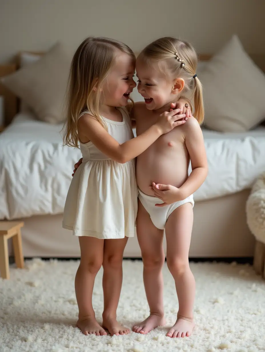 Two-Skinny-Girls-Laughing-and-Cuddling-in-a-Playroom-with-Fluffy-Pillows