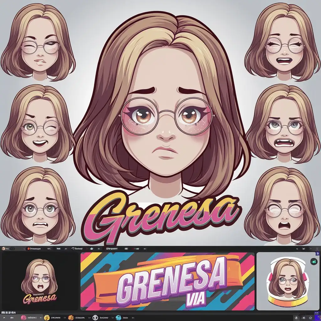 LOGO Design for Grenesa Via CartoonStyle Vtuber Avatar with 2000s Gaming Aesthetic