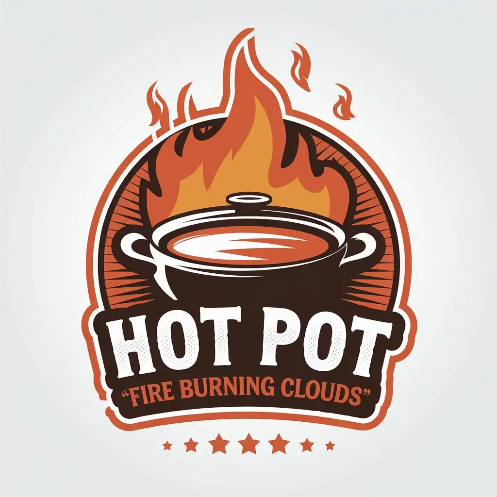 a vector logo design,with the text "hot pot 'fire burning clouds'", main symbol:hot pot,Moderate,be used in Restaurant industry,clear background