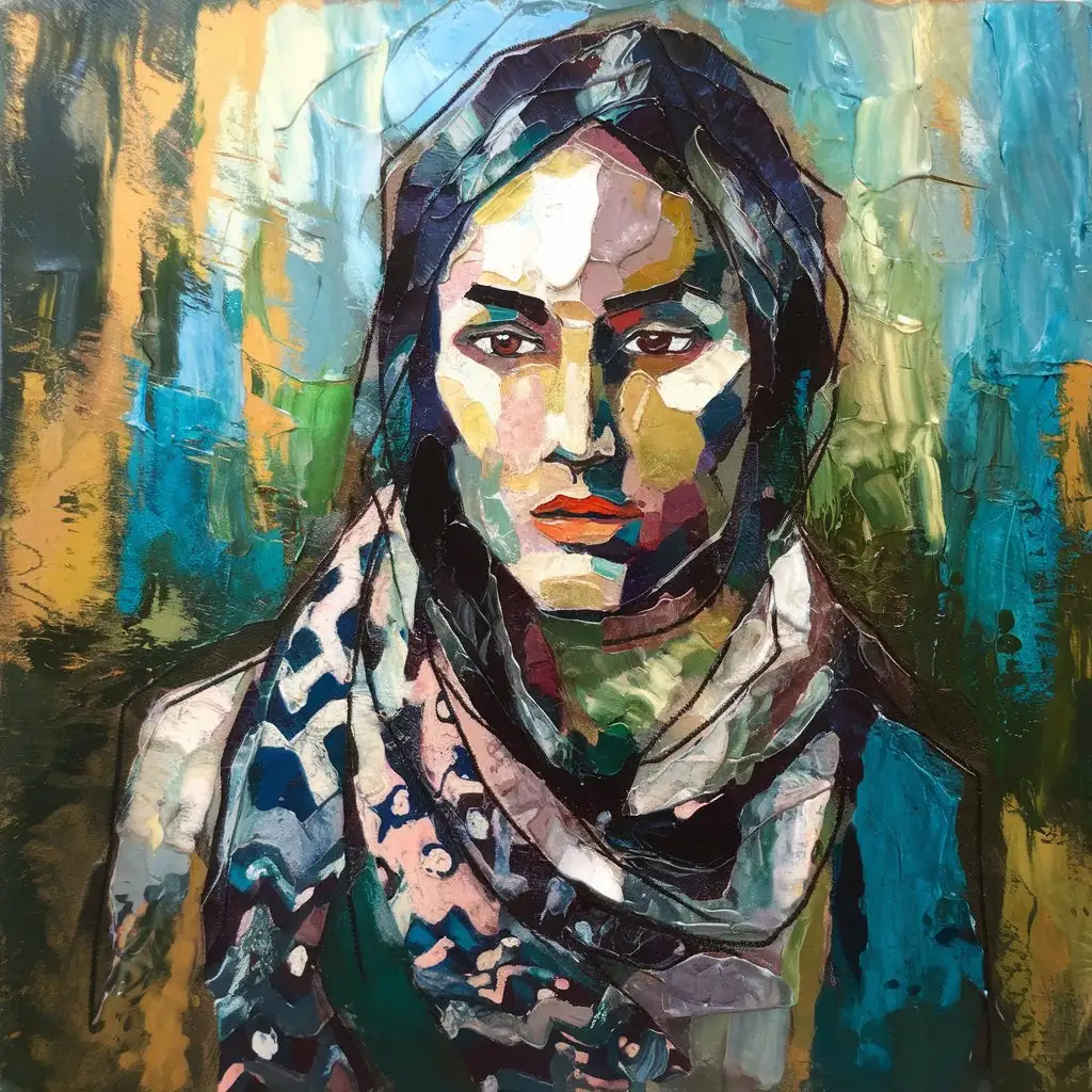 Contemporary Abstract Portrait of a Woman in an Art House