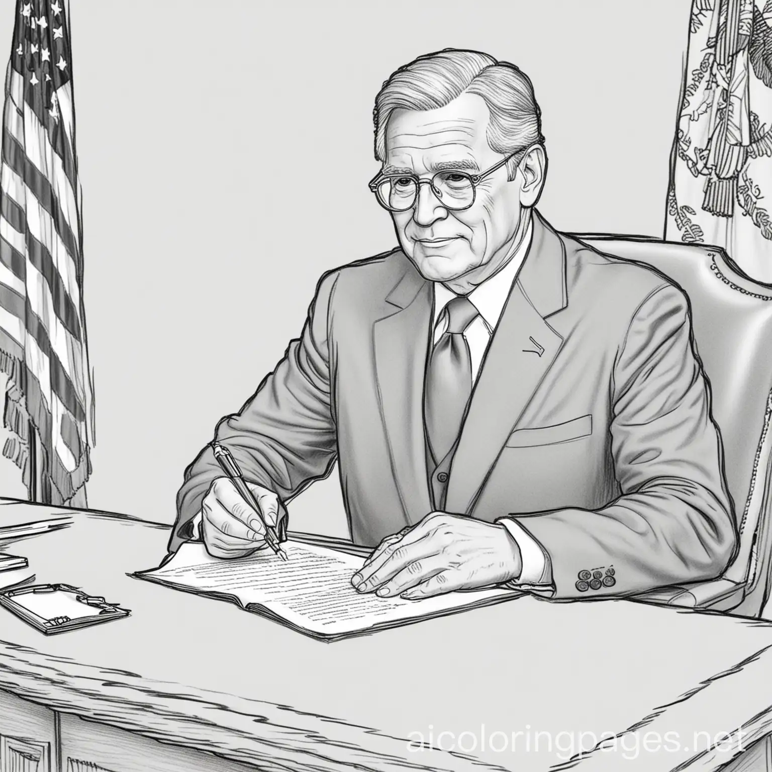 United-States-President-Signing-Documents-Coloring-Page