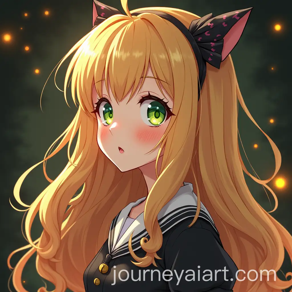 Anime-Girl-Profile-Picture-with-Halloween-Theme-Green-Eyes-Blonde-Hair-and-Freckles