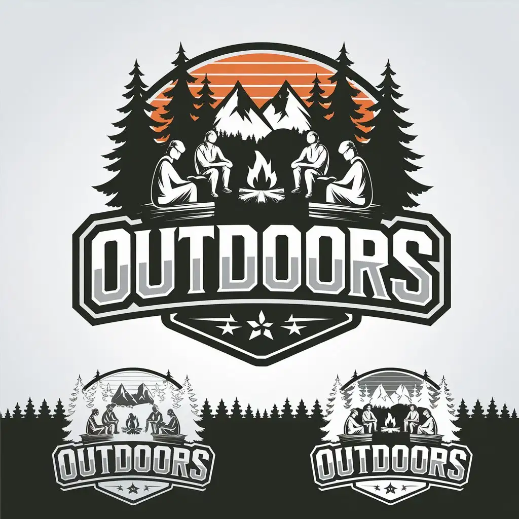 LOGO-Design-For-Outdoors-Vector-Logo-with-Woods-Campfires-and-Sunset-Theme