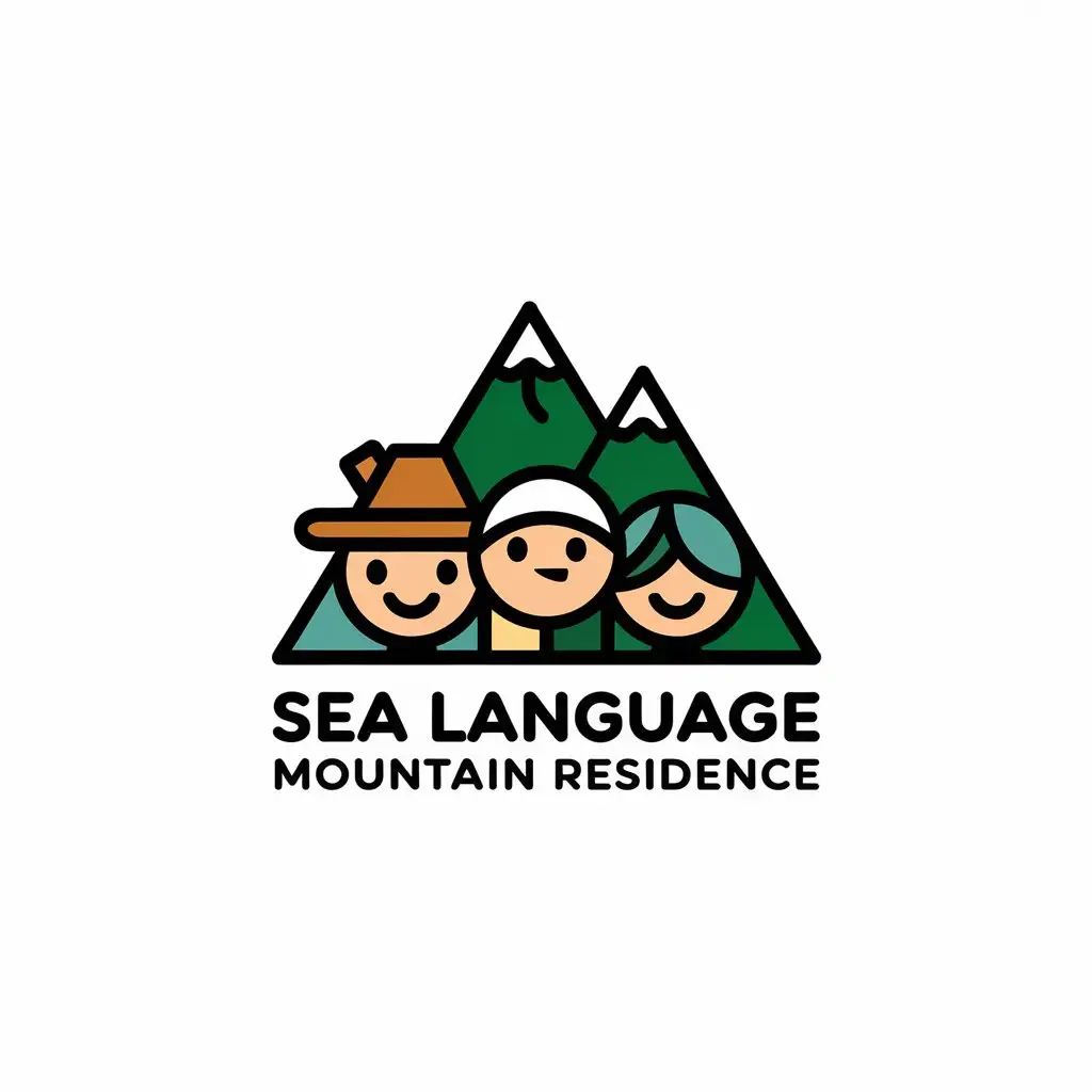 LOGO-Design-for-Sea-Language-Mountain-Residence-Cartoon-Characters-in-Minimalistic-Style-for-Travel-Industry