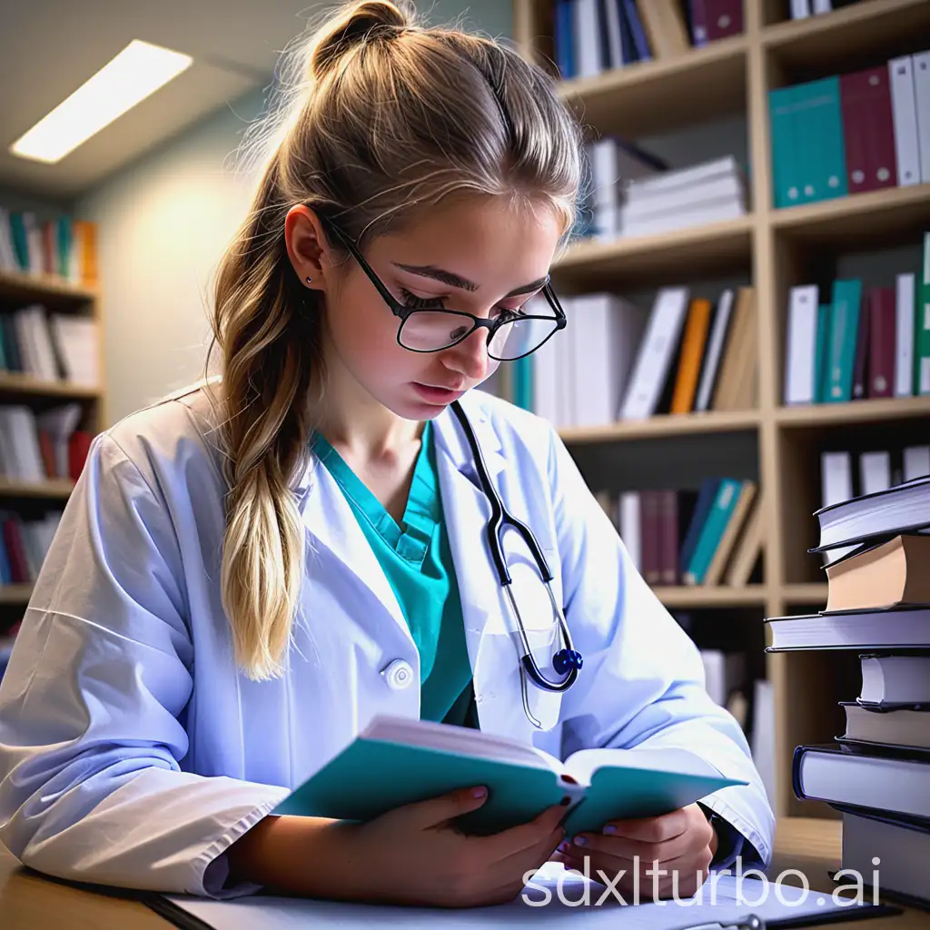 Medical student studies for her exams