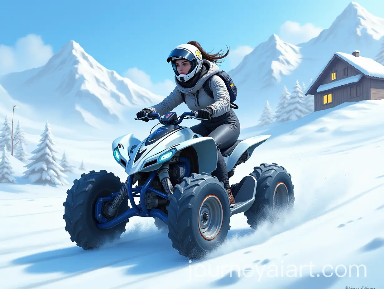 Futuristic-Woman-Riding-Quad-Bike-Through-Snowy-Mountain-Landscape