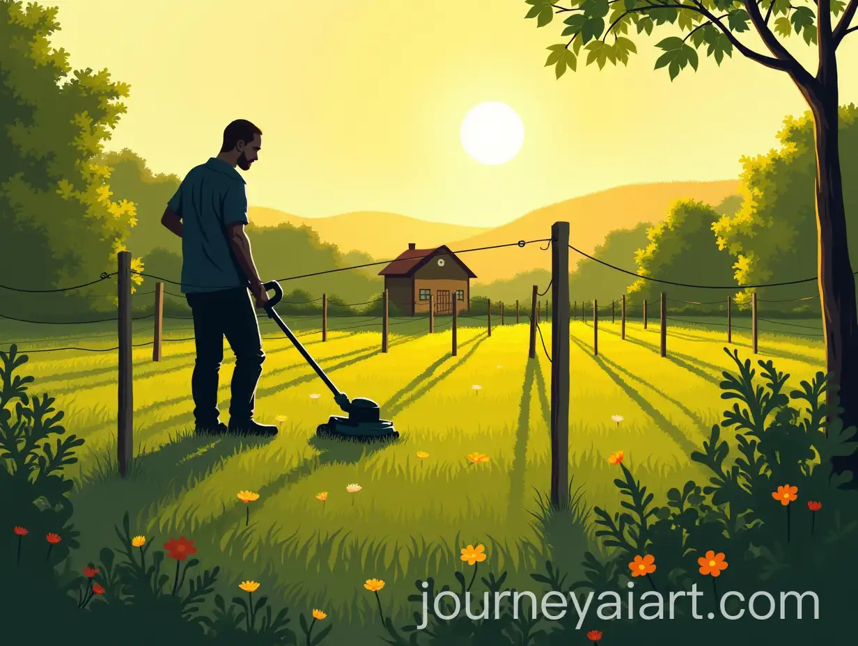 AI-Art-Prompt-ExpansionMan-Using-Electric-Trimmer-to-Mow-Vineyard-with-Sunrays-and-Warm-Greenery