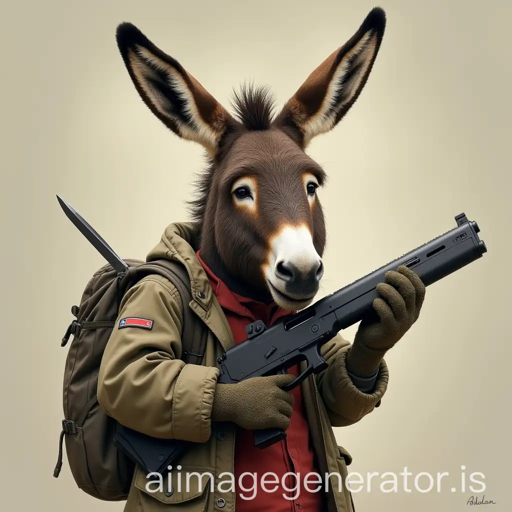 donkey with knife and glock 18