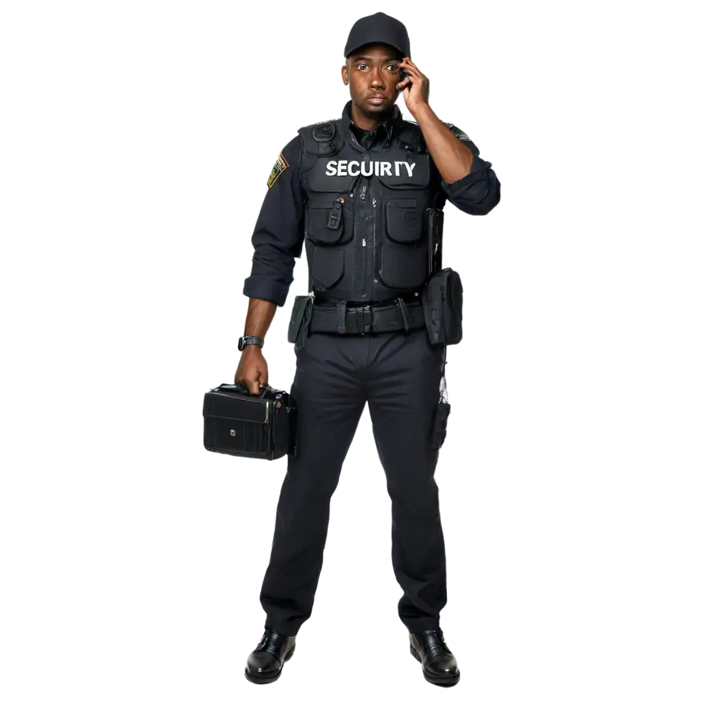 PNG-Image-of-Black-African-Security-Officer-with-No-Accessories-HighQuality-Visual-Representation