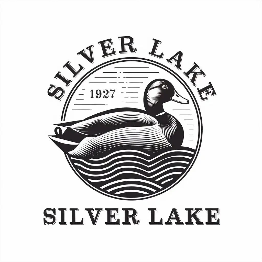 LOGO Design for Silver Lake Timeless Winery Golf Course Emblem with Mallard Duck and Waves