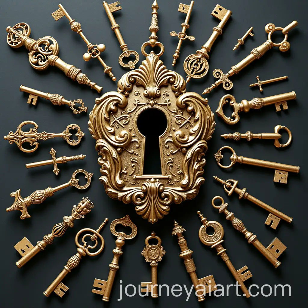 Ornate-Keyhole-Surrounded-by-Unique-Keys
