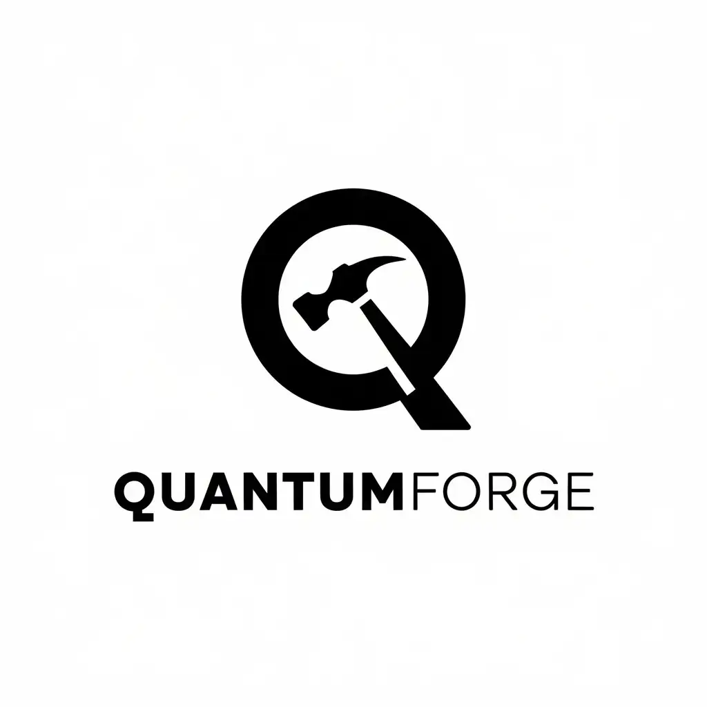 LOGO Design for QuantumForge Minimalistic Letter Q with Hammer Symbol for Technology Industry