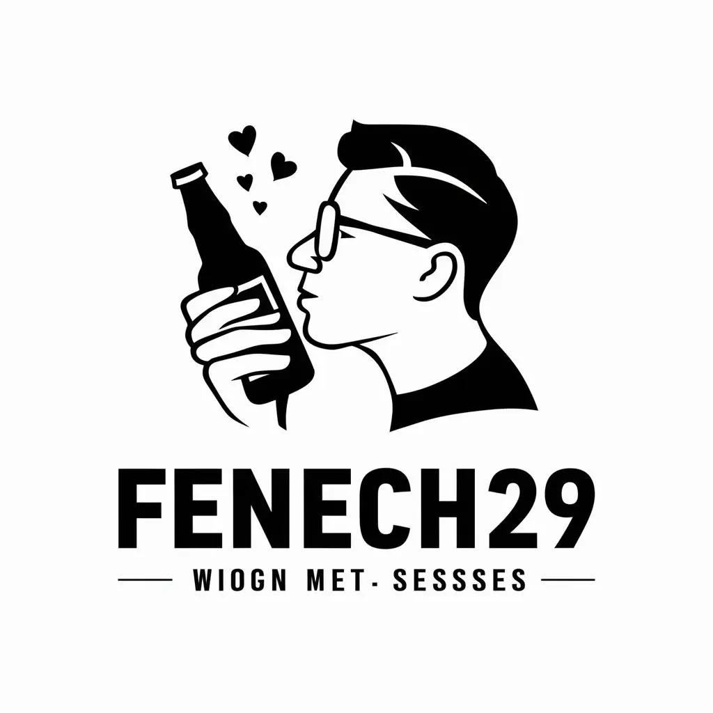 LOGO Design for Fenech29 Thin Man with Glasses Kissing Beer Bottle