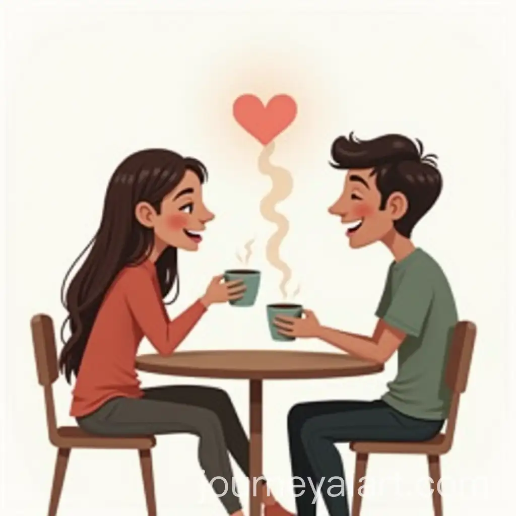 Couple-Enjoying-Coffee-with-LoveShaped-Smoke
