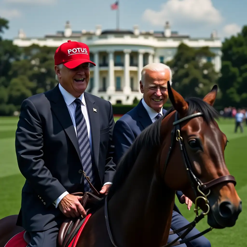 Donald-Trump-and-Joe-Biden-on-Horseback-in-Front-of-the-White-House