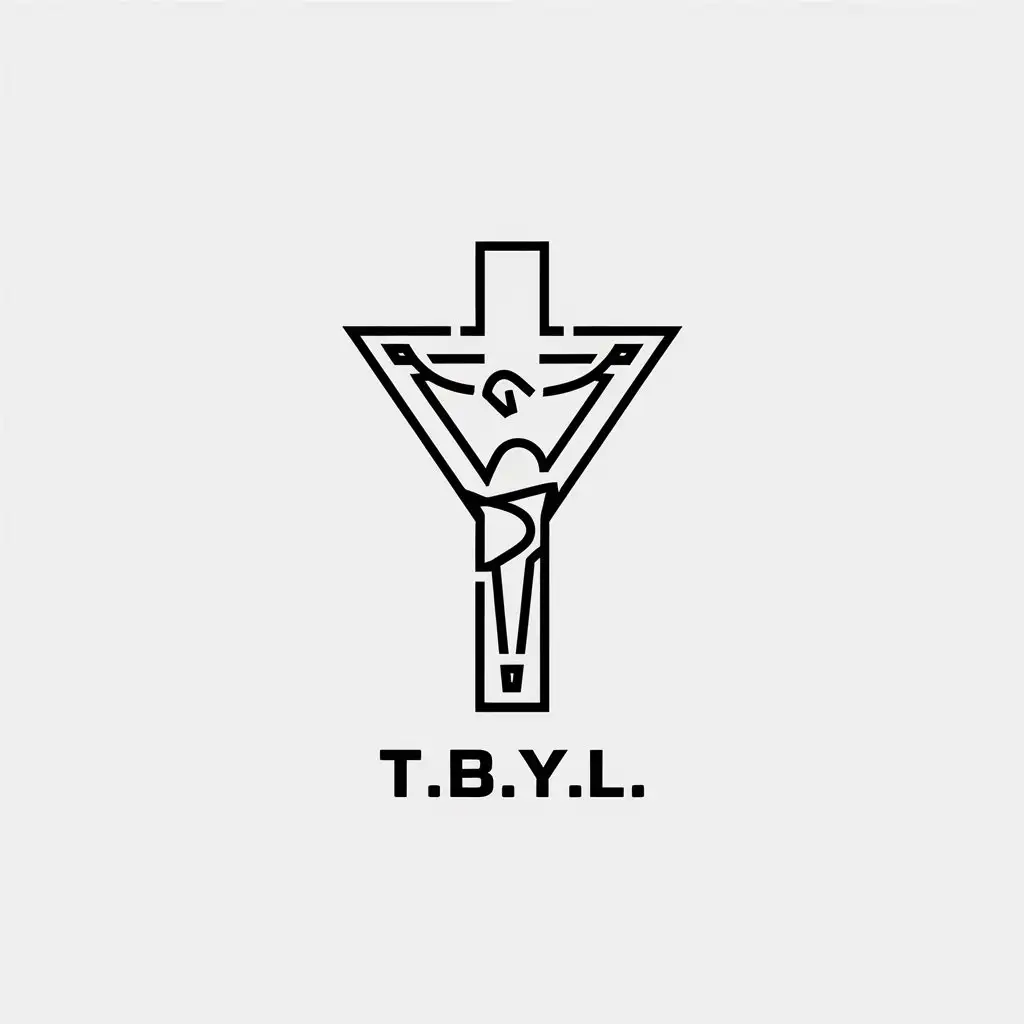 LOGO Design for TBYL Abstract Crucifixion Symbol with Minimalistic Line Art for Religious Industry