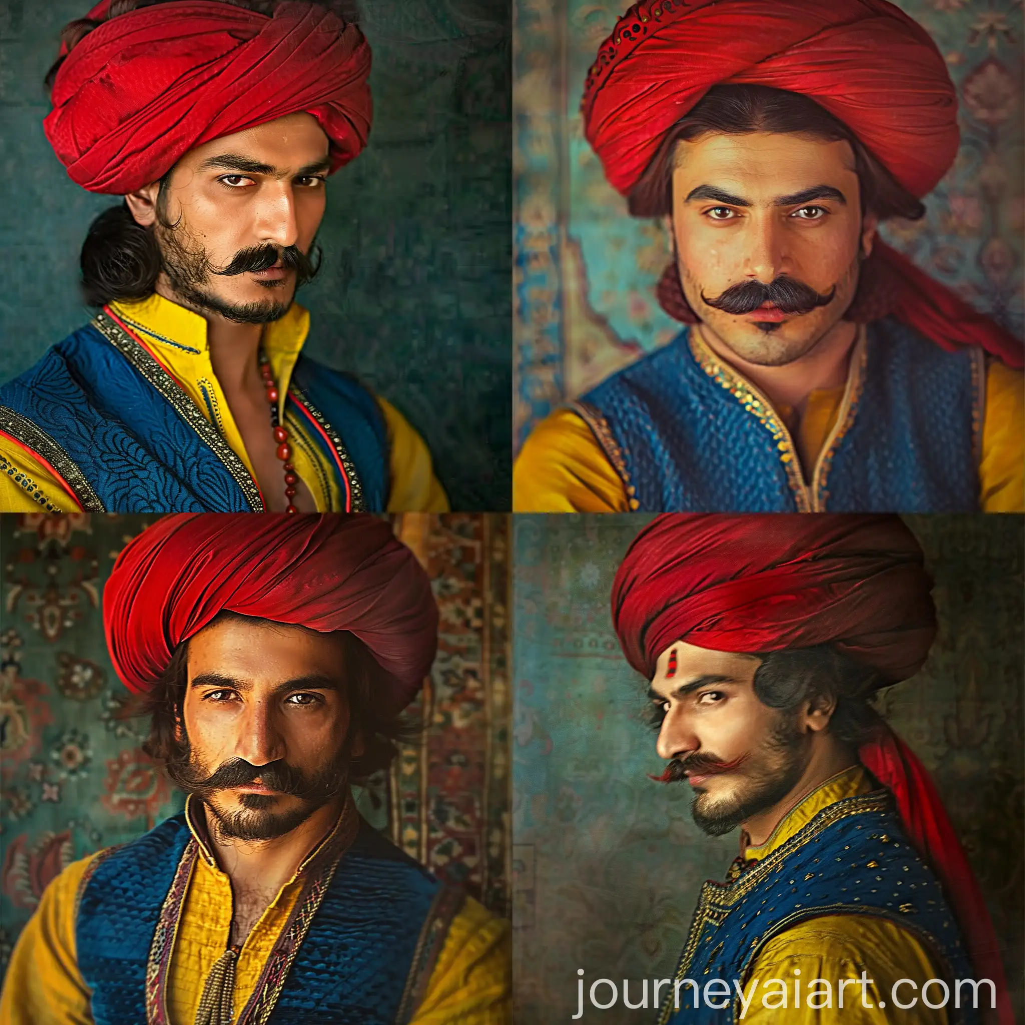 Portrait-of-Shah-Ismail-with-Strong-Mustache-and-Charming-Eyes
