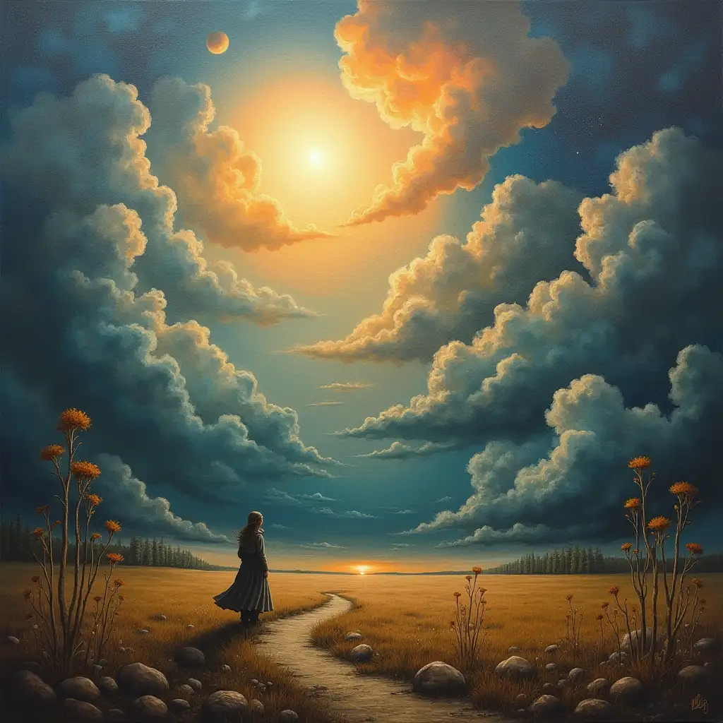 Create a surreal paintings with deep meaning depicting purpose