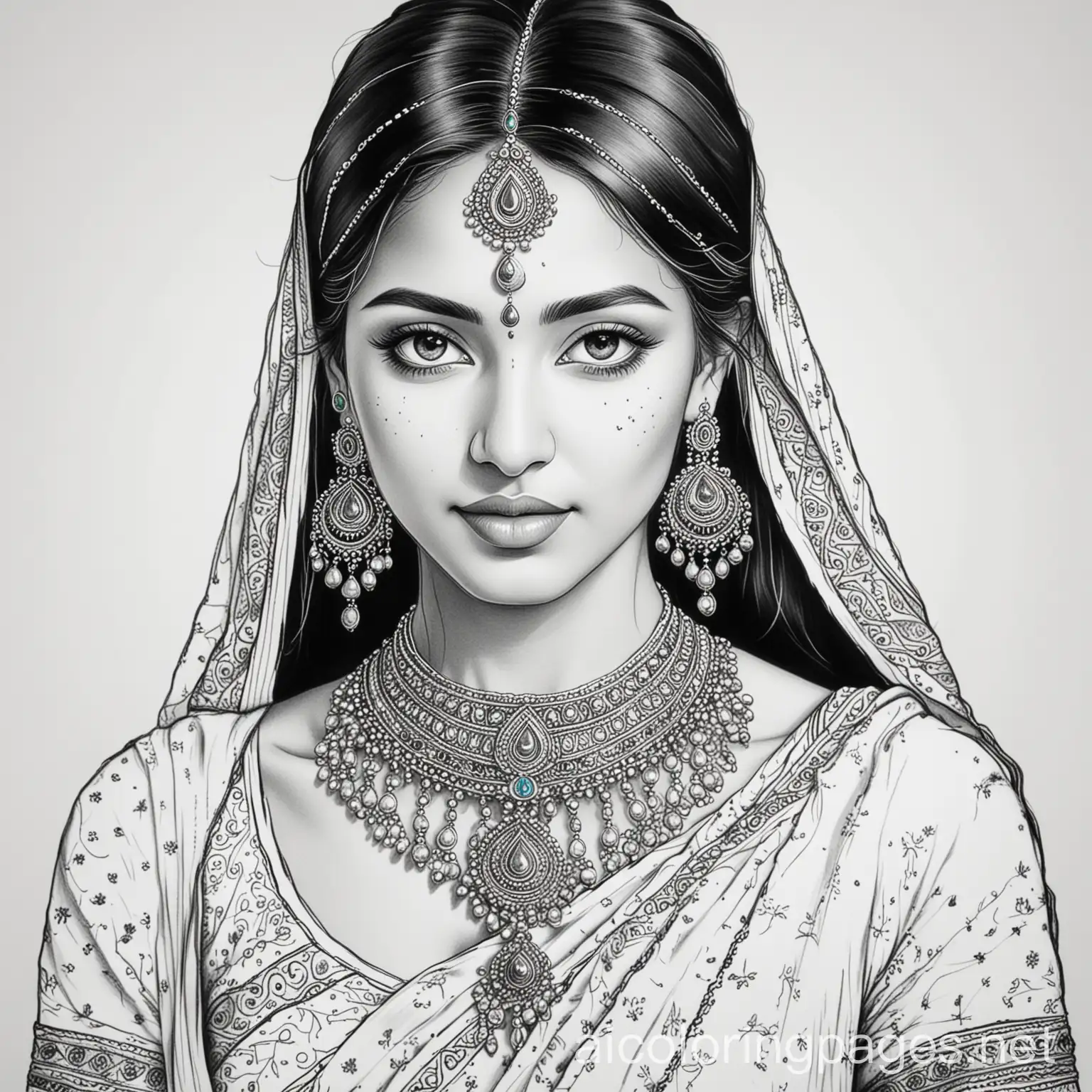 Indian-Woman-with-Jewelry-Coloring-Page