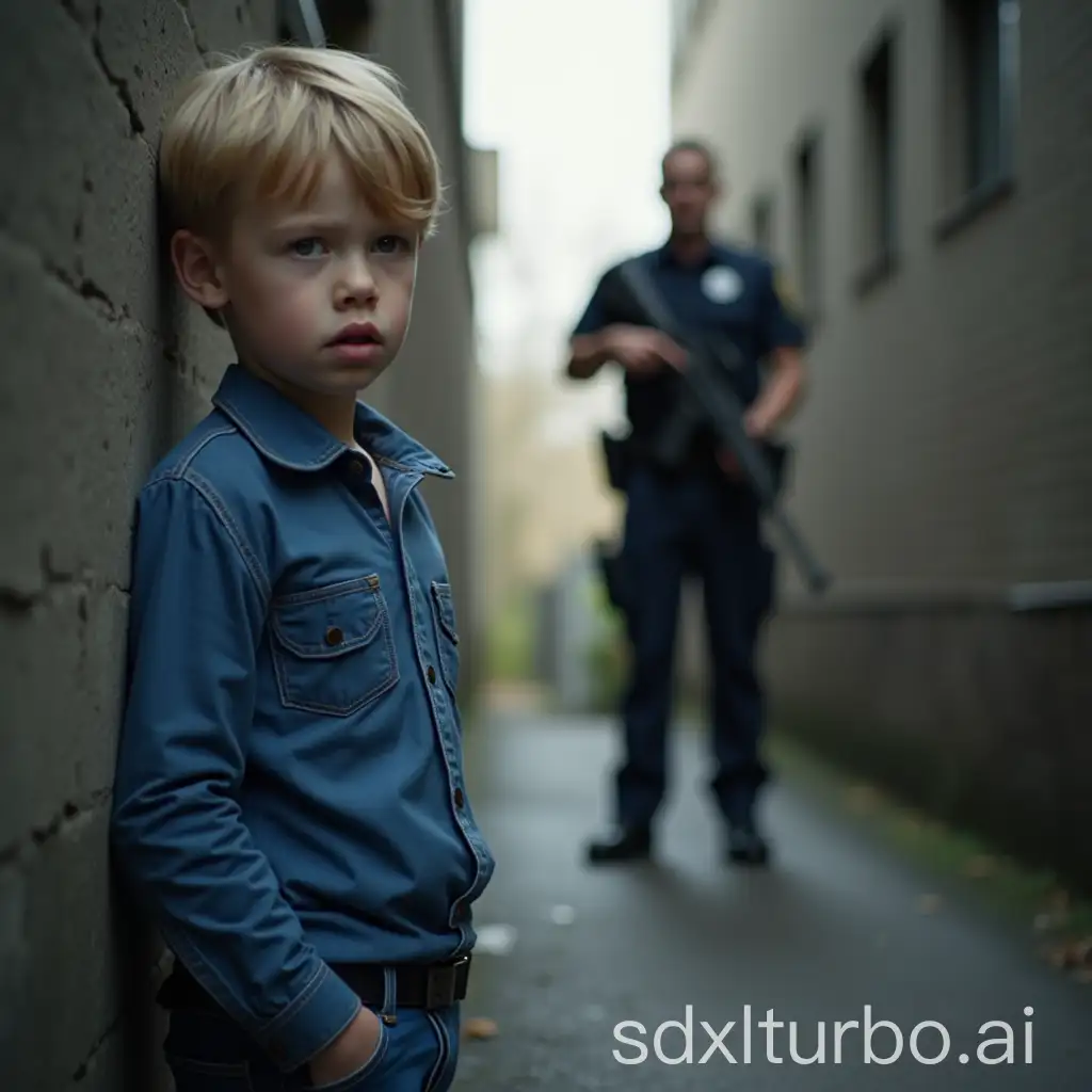 Curious-Encounter-Young-Boy-and-Policeman-in-an-Alley