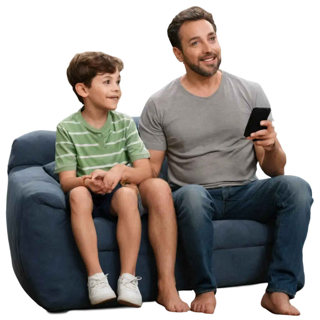 Father-and-Son-Watching-TV-Together-Heartwarming-PNG-Image-Capturing-Family-Bonding