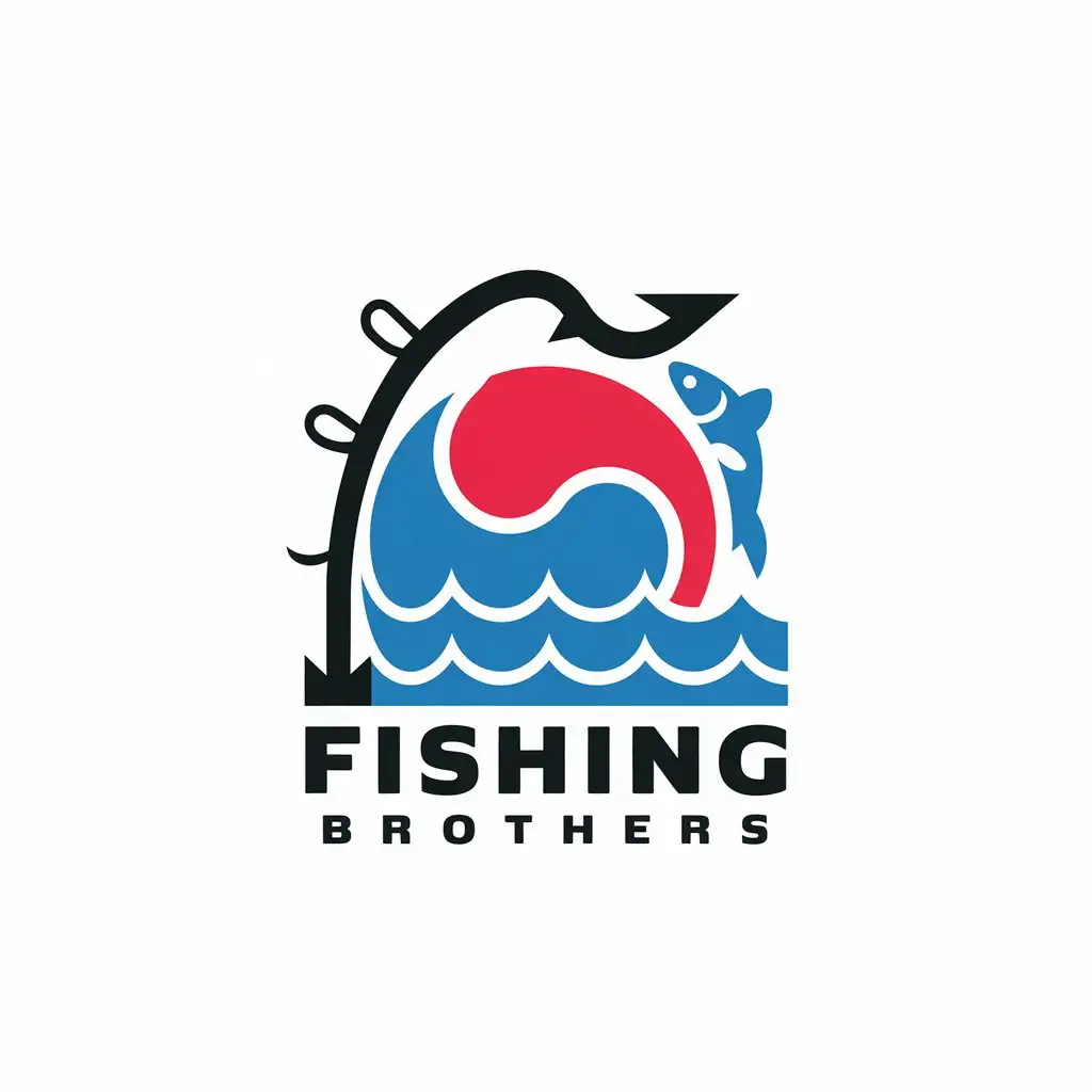 a vector logo design,with the text "Fishing Brothers", main symbol:taegukgi,fishhook,fish,sea,Moderate,clear background