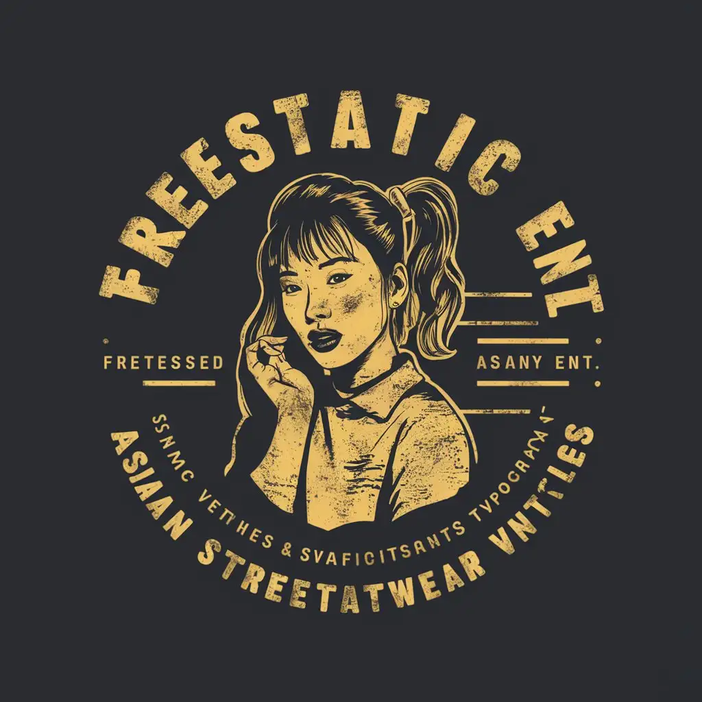 LOGO Design For FreeStatic Ent Grungy Asian Vintage Style with Hollywood LA Scene Influence