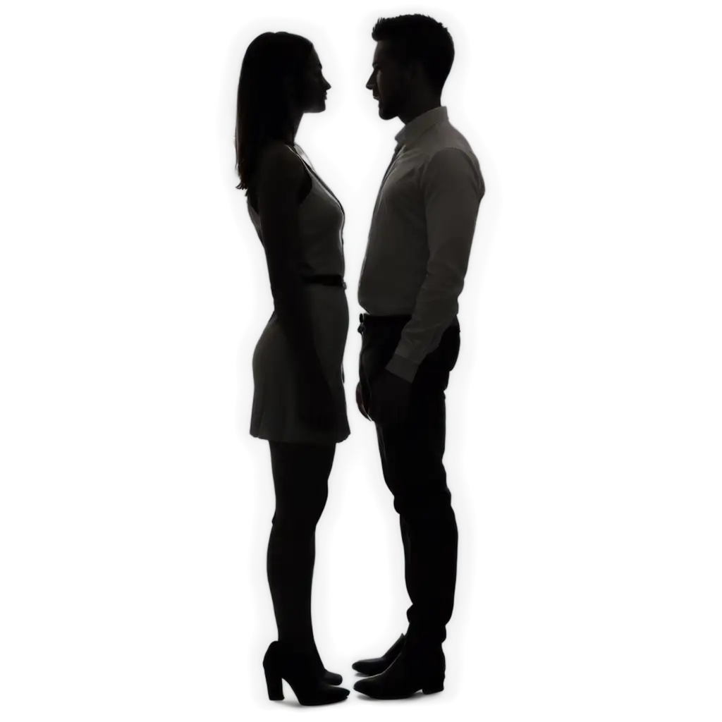 Silhouette-of-a-Man-and-Woman-Standing-in-Front-of-Each-Other-HighQuality-PNG-Image-for-Versatile-Use