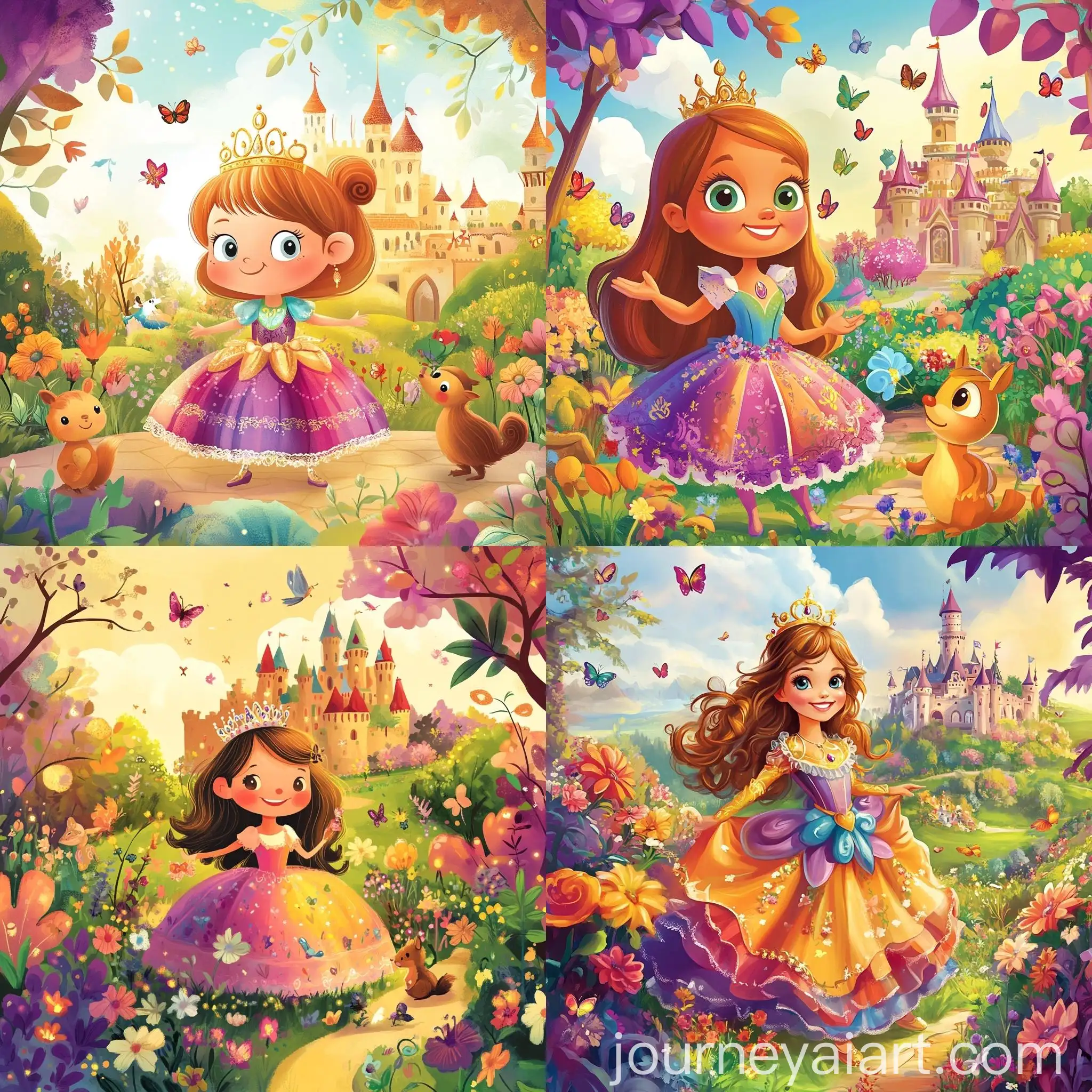 Cheerful-Princess-in-Colorful-Dress-on-Castle-Balcony