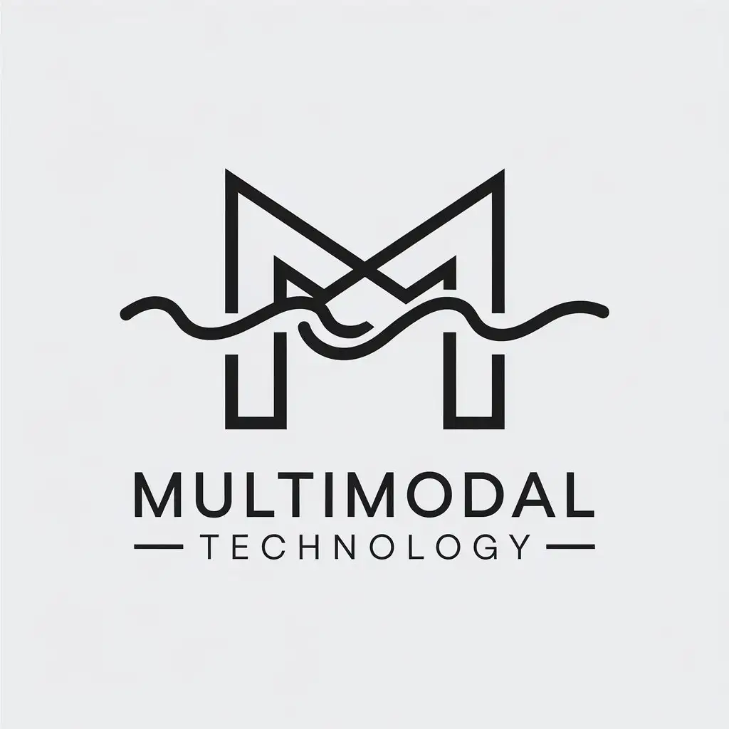 LOGO Design for Multimodal Technology Minimalistic M Symbol with Clear Background