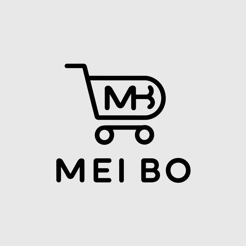 a vector logo design,with the text "mei bo", main symbol:MB shopping cart,Moderate,be used in Retail industry,clear background