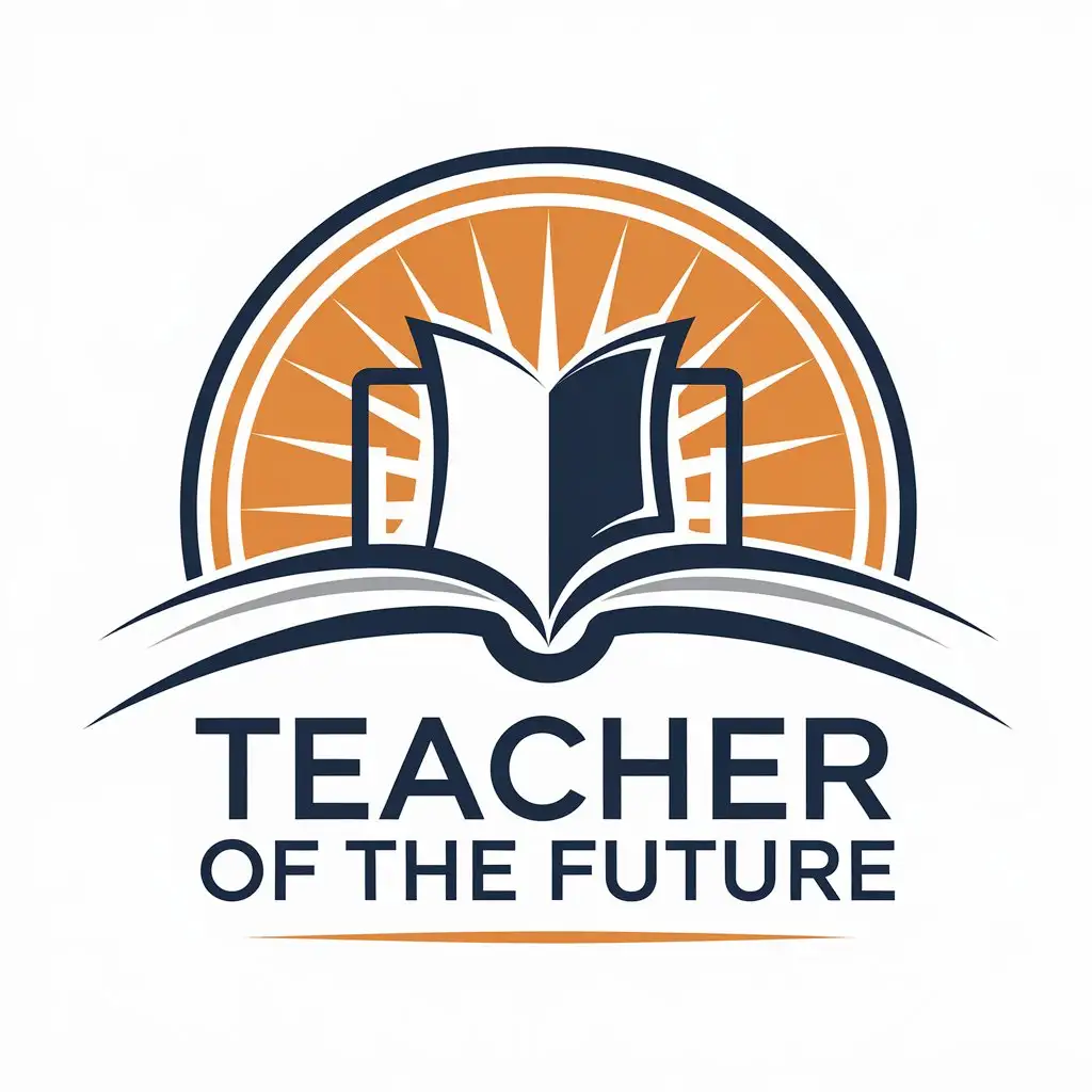 LOGO Design for Teacher of the Future Book Transforming into Tablet with Sun Symbolism