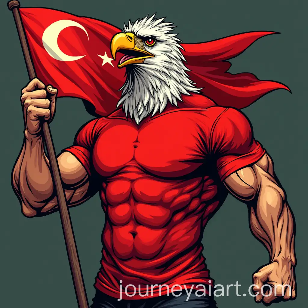 Muscular-EagleMan-Holding-Tongan-Flag-in-Red-TShirt