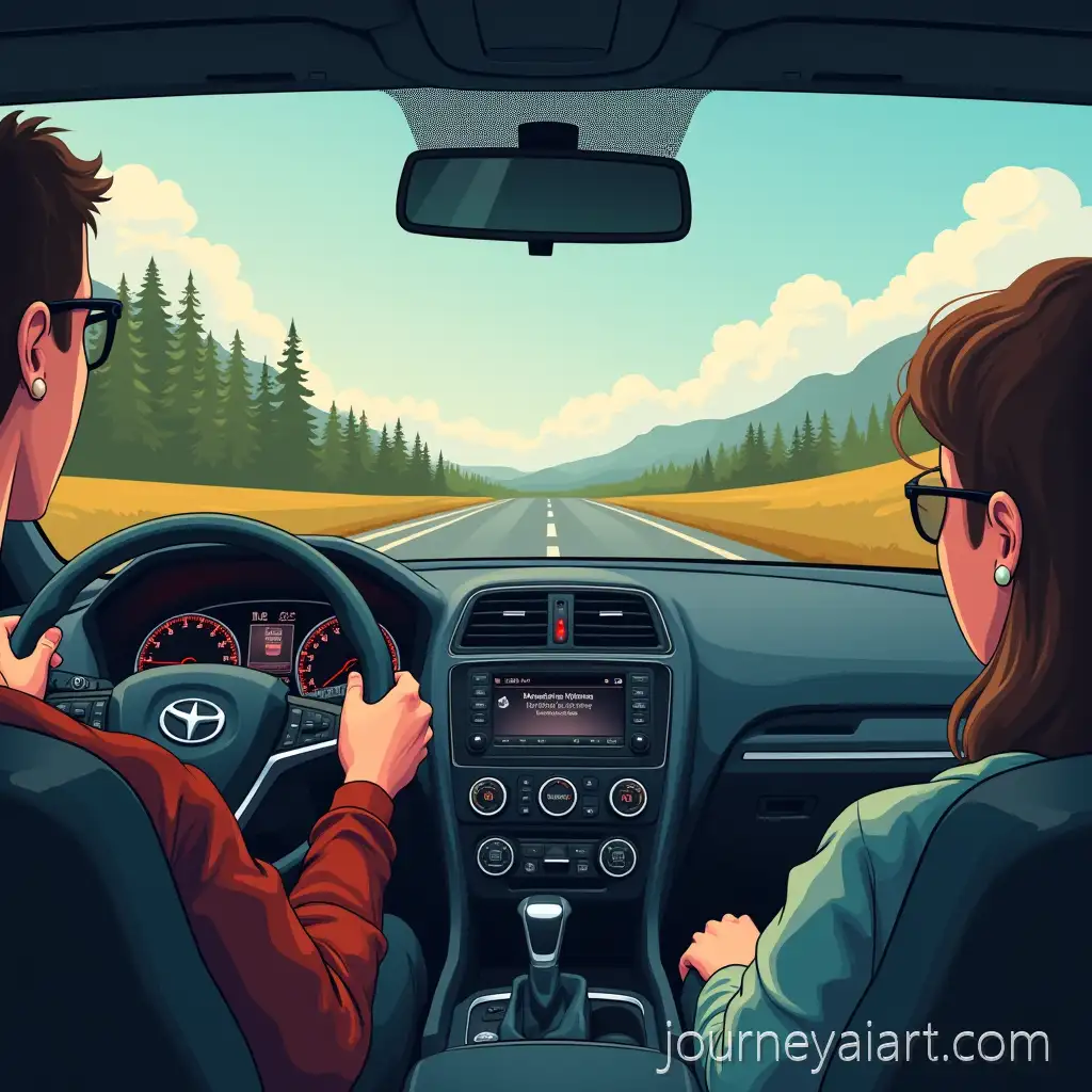 Car-Driving-on-a-Scenic-Road-with-Filtered-Lighting-Effects