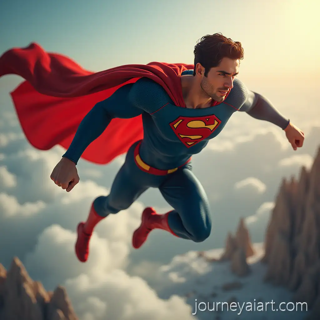 Superman-Flying-in-the-Sky-with-Heroic-Pose