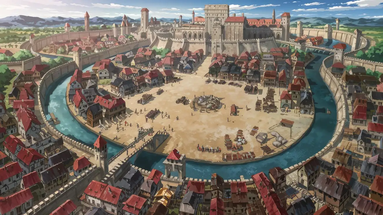 Aerial-View-of-the-Bustling-Medieval-City-of-Adonia