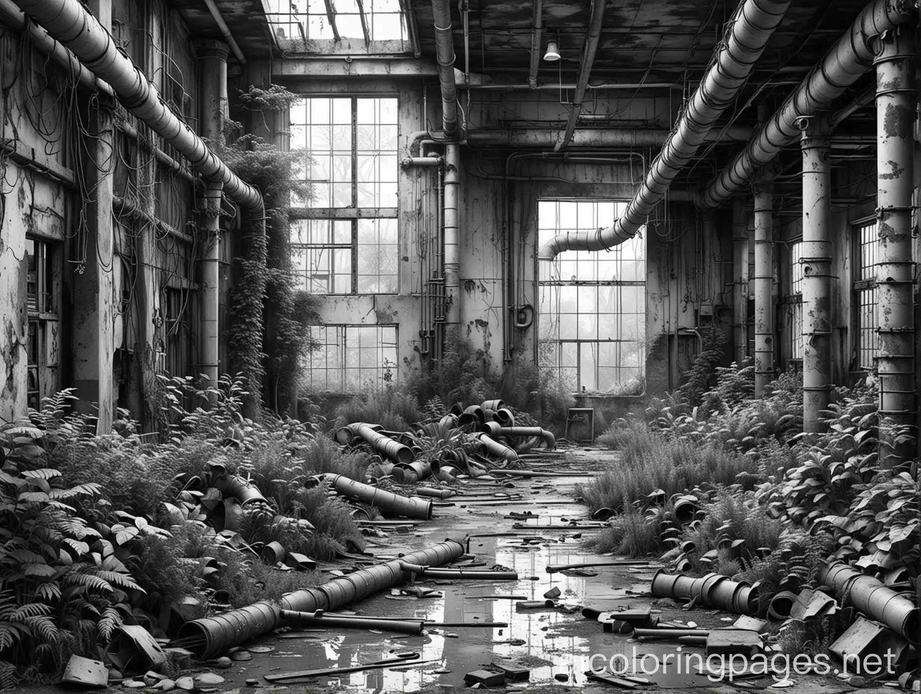 Abandoned-Ruined-Factory-Interior-Coloring-Page