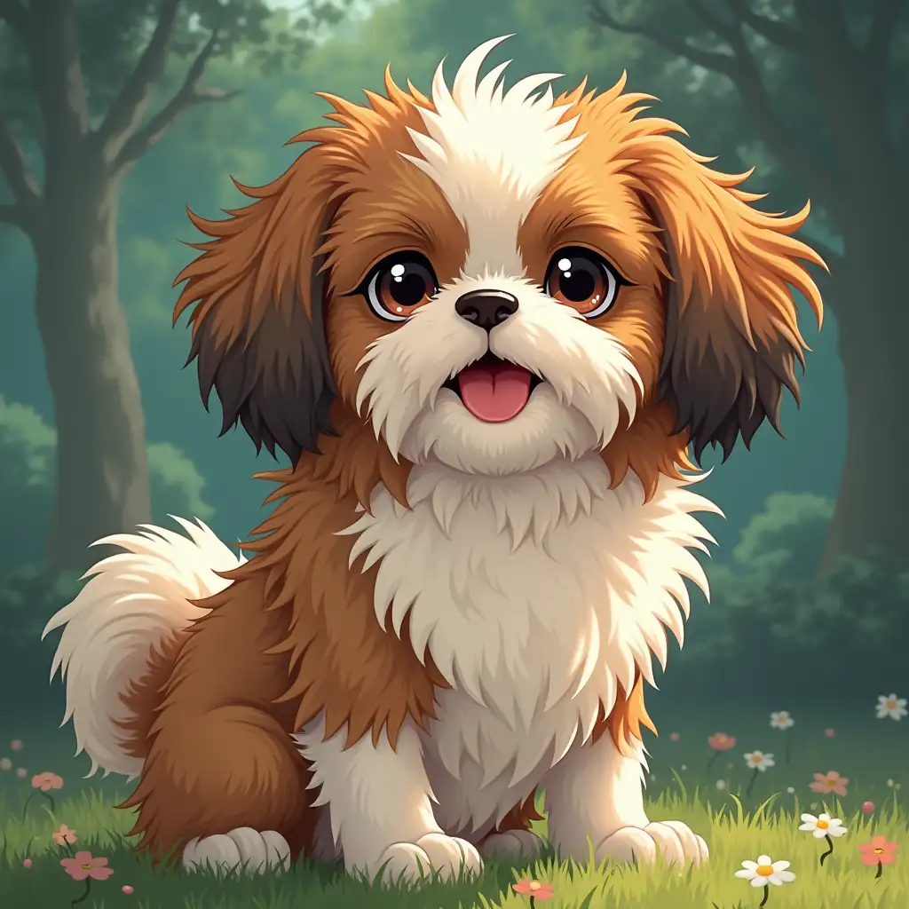 anime of shih tzu with groot