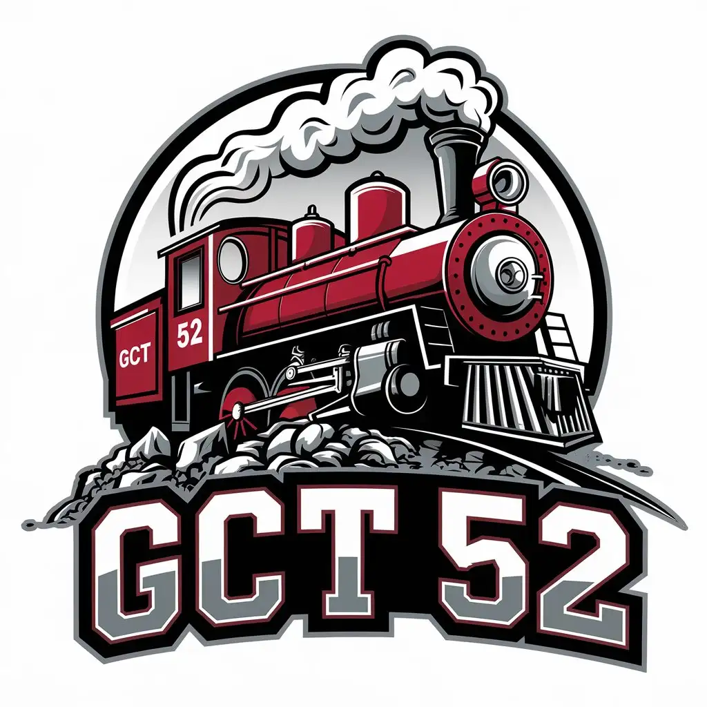 LOGO Design for GCT 52 Red Locomotive Over Trash with Clear Background