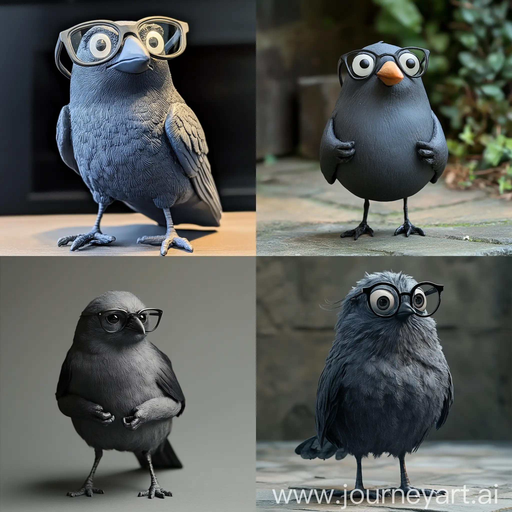 Stylish-Crow-in-Glasses-Folding-Hands-A-Unique-AI-Art-Creation