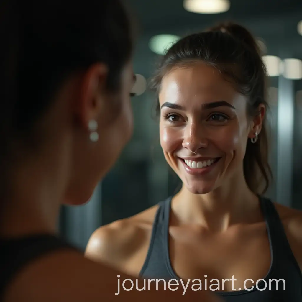 ConfAI-Image-Prompt-Expansionident-Woman-Reflecting-on-PostWorkout-Accomplishments-in-Gym-Mirror