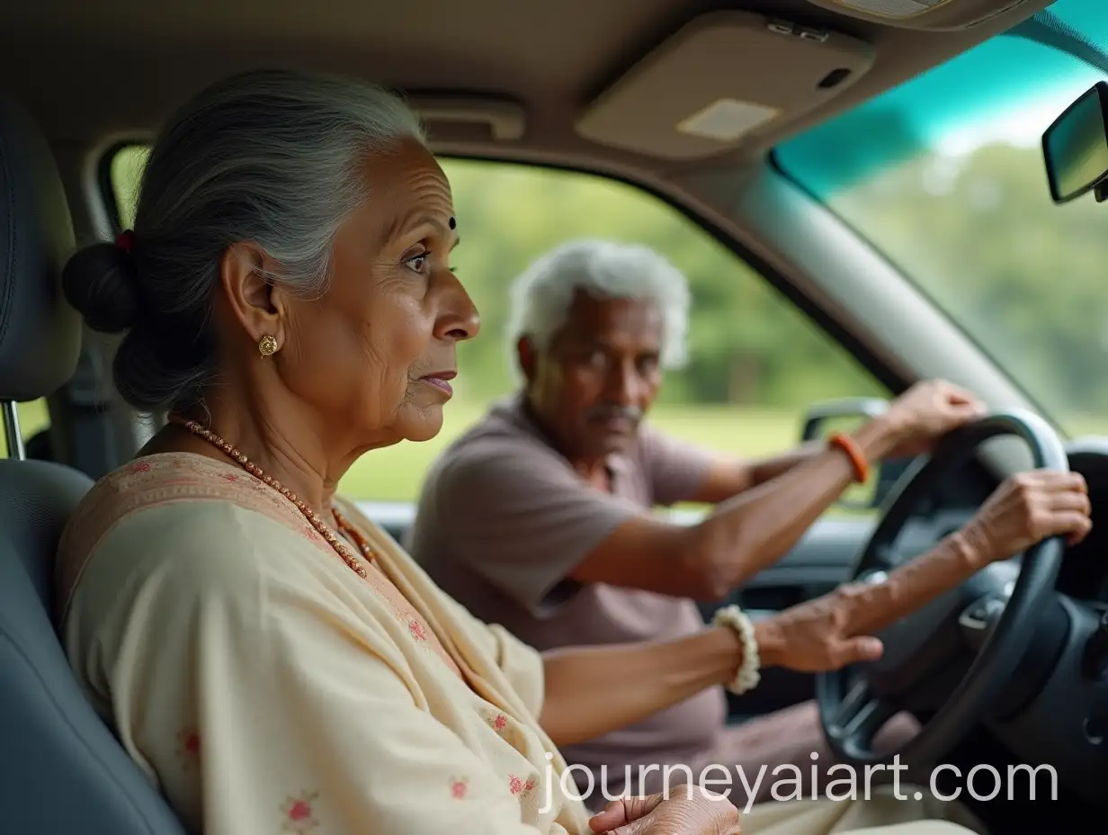 Indian-Grandmother-Driving-Family-Car-During-Picnic-Empowering-Moment