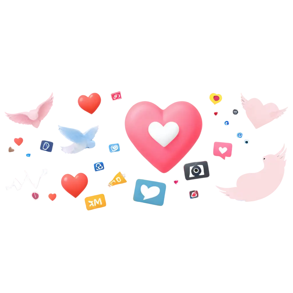 flying social medias , in love theme