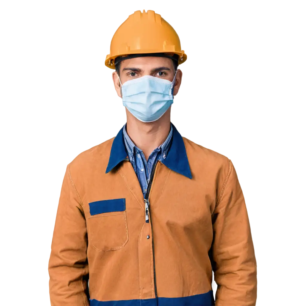 A construction worker working with a mask