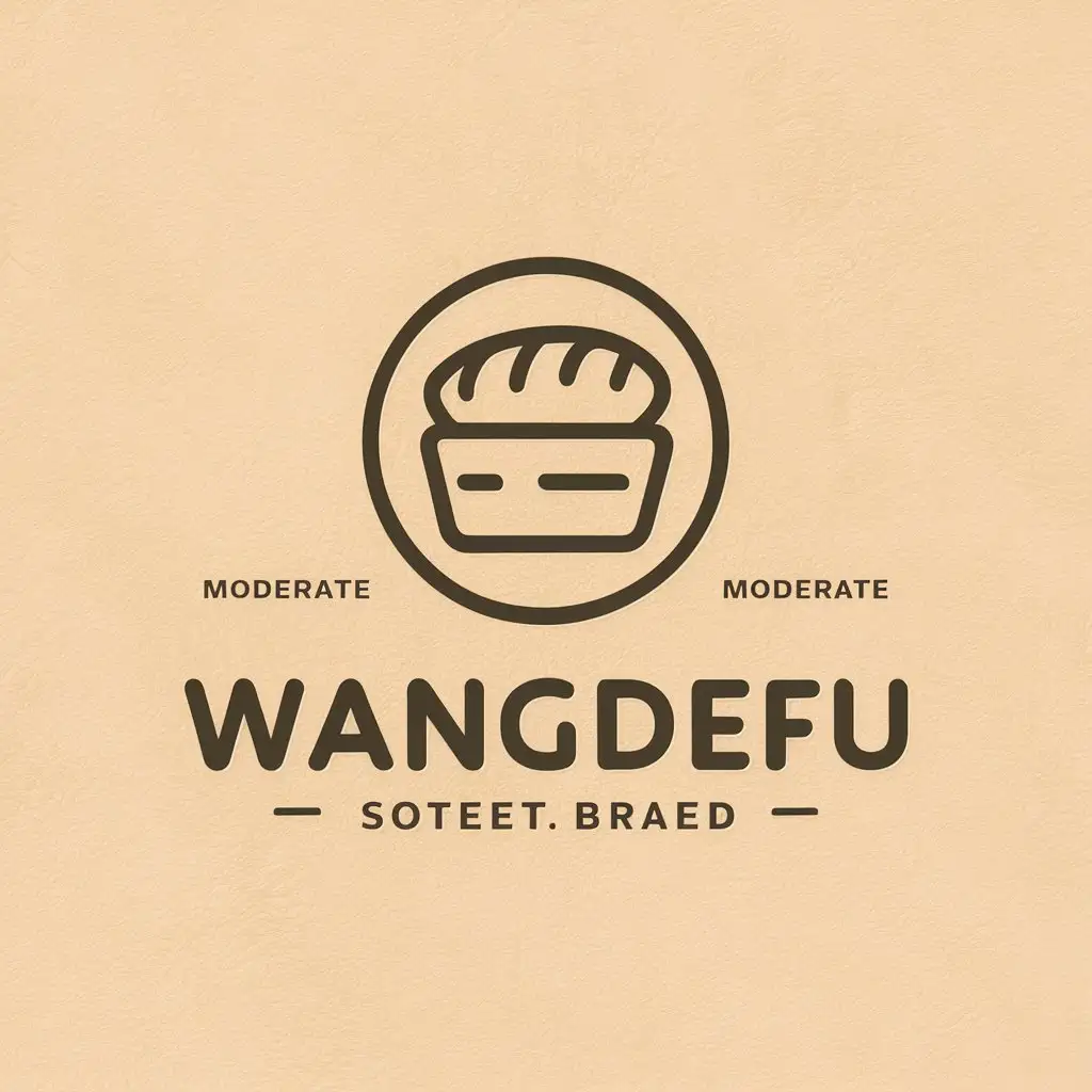 a vector logo design,with the text "wangdefu", main symbol:cake bread,Moderate,be used in Others industry,clear background