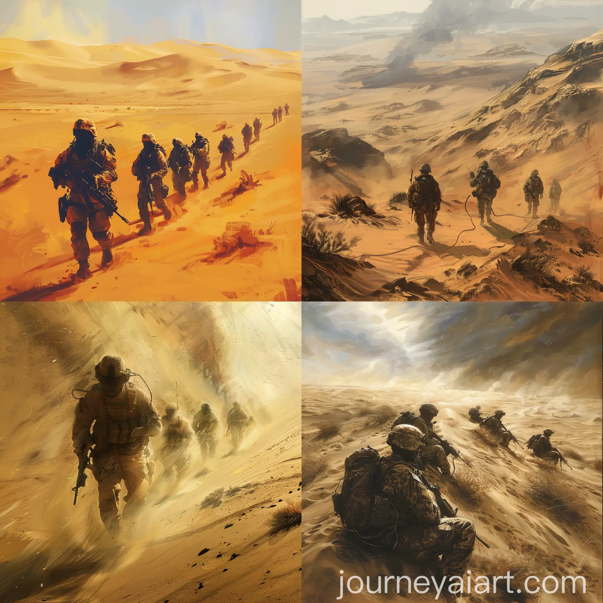 Soldiers-Sweeping-Desert-for-Mines-with-Mine-Detectors