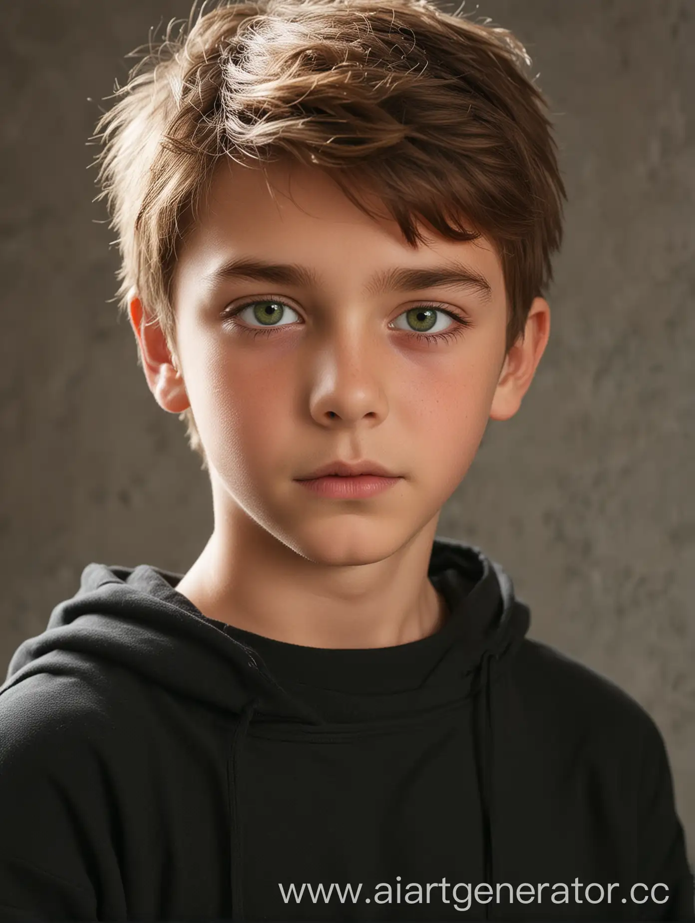 Boy-with-Brown-Hair-in-Black-Clothes-and-Green-Eyes