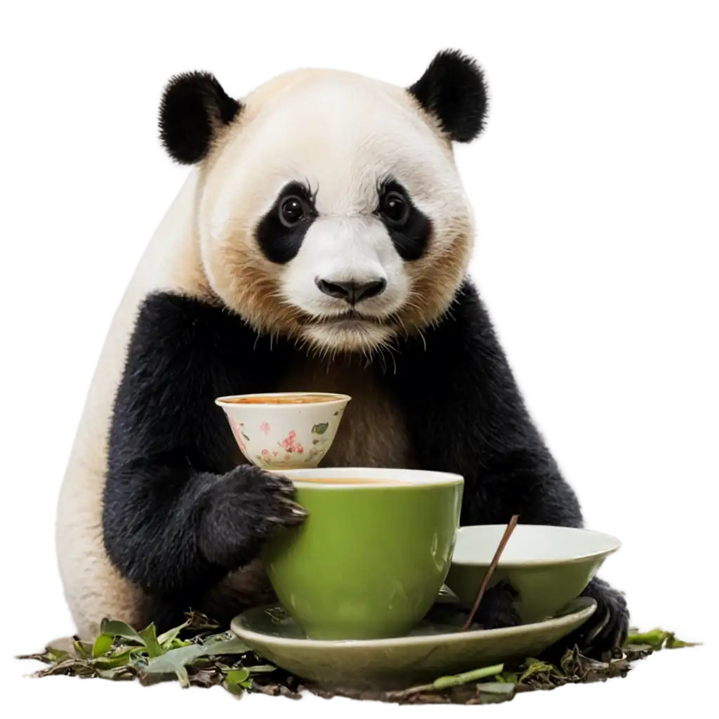 Charming-Panda-with-Tea-HighQuality-PNG-Image-for-Various-Uses